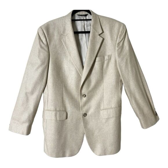 Jos. A. Bank Men’s Beige 100% Silk Two Button Hopsack Sport Coat Blazer Size 43L - Picture 1 of 10